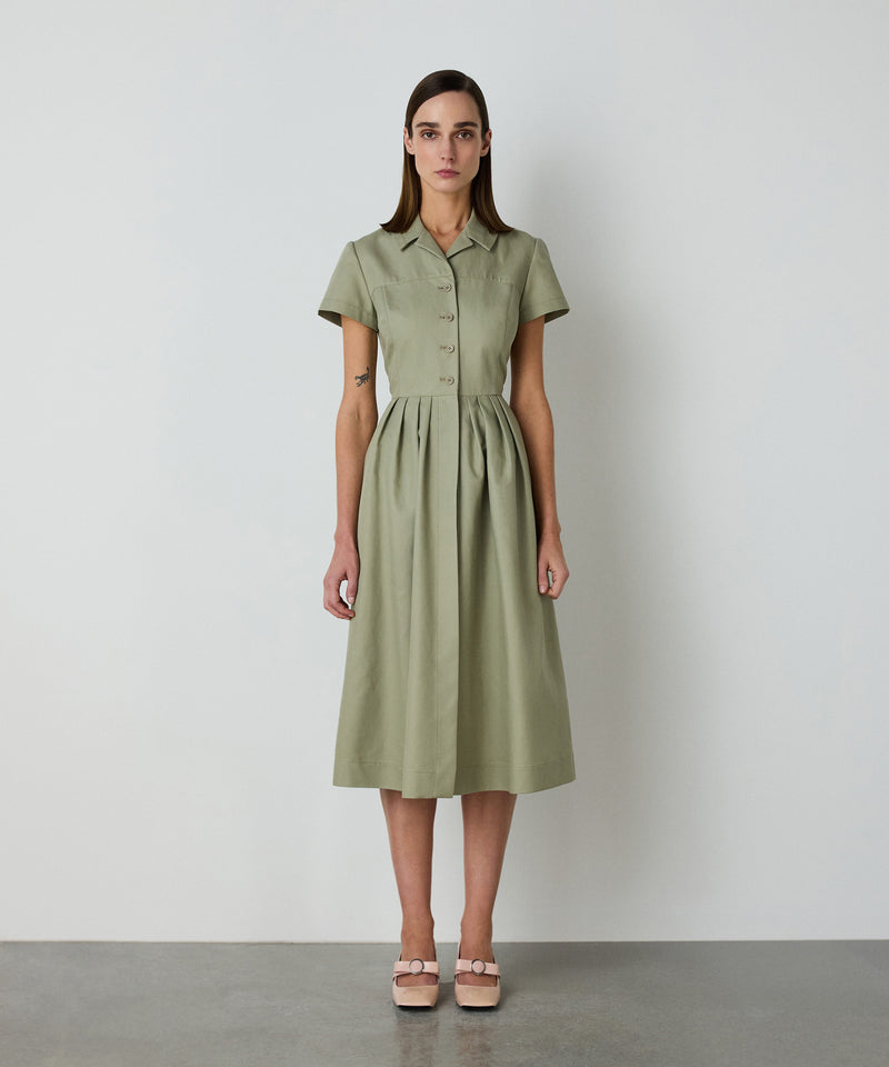 Machka Draped Shirt Dress Green