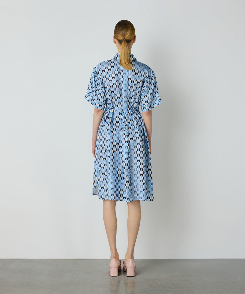 Machka Patterned Silk Dress Blue