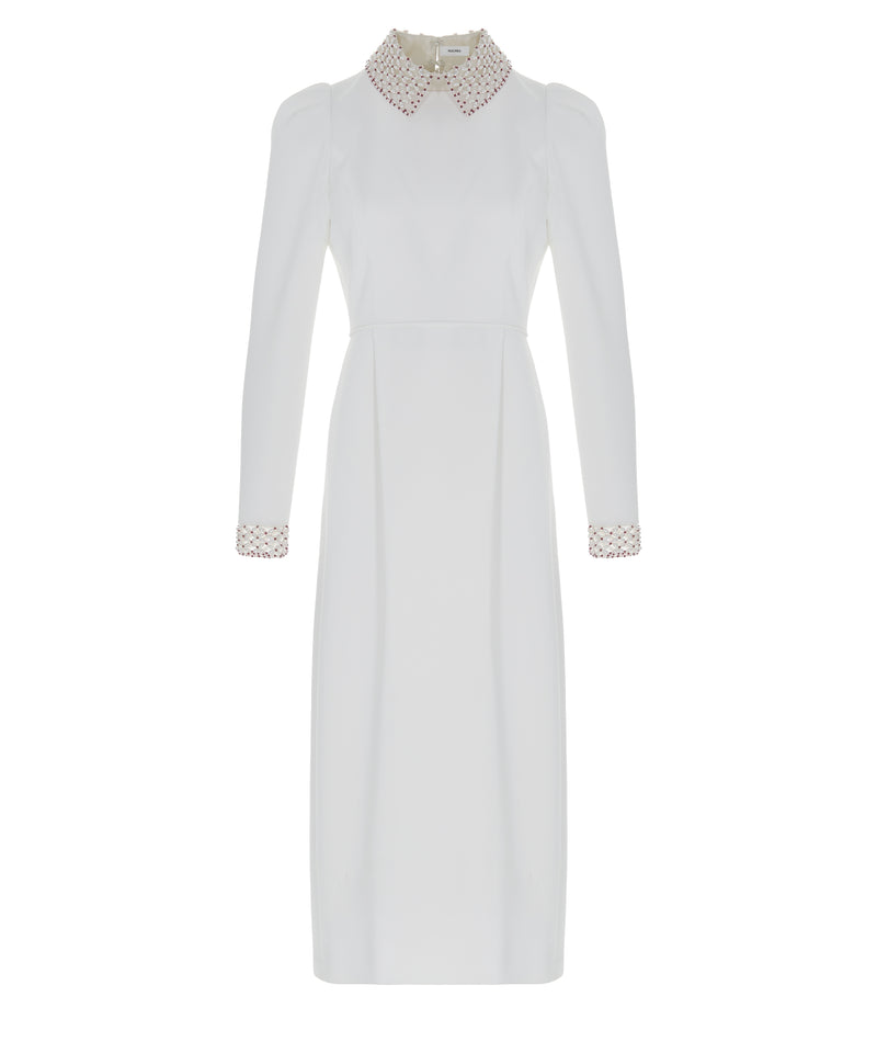 Machka Bead-Embellished Long Sleeve Dress White