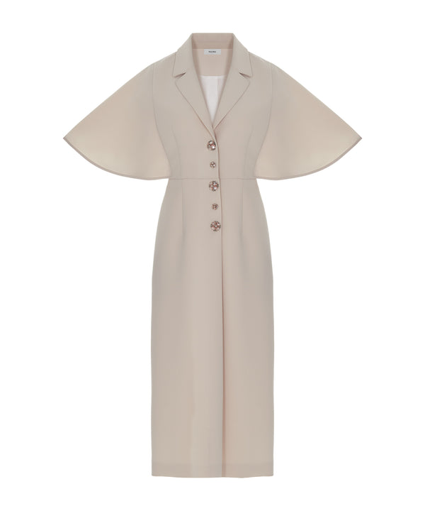 Machka Wide Sleeve Dress With Button Accessories Beige