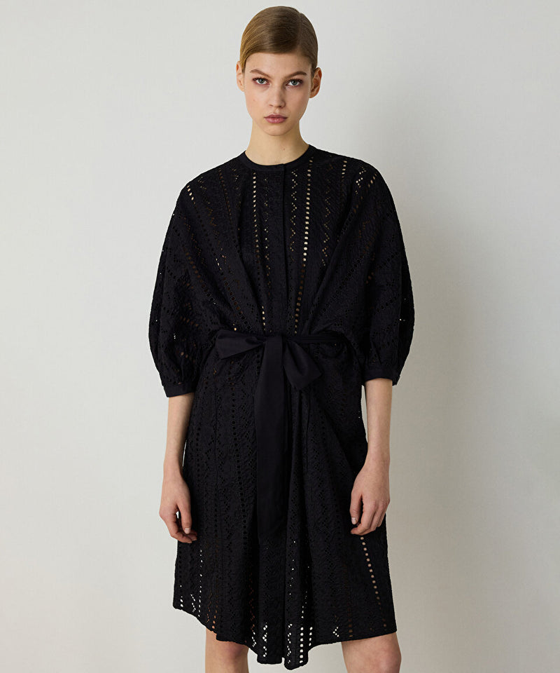 Machka Embroidered Shirt Dress Black