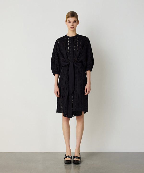 Machka Embroidered Shirt Dress Black