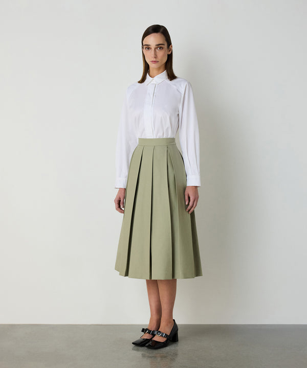 Machka Pleated Gabardine Skirt Green