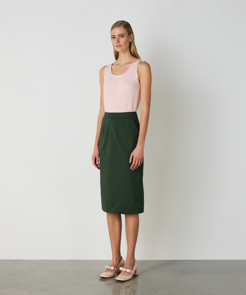 Machka Darted Pencil Skirt Green