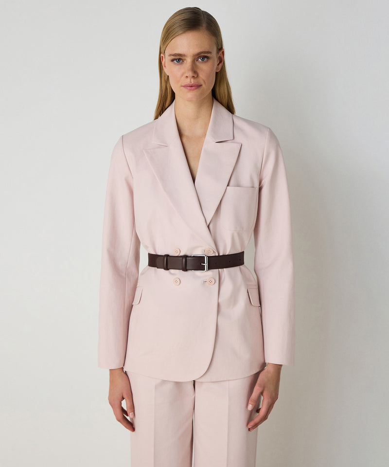 Machka Leather Belted Blazer Powder