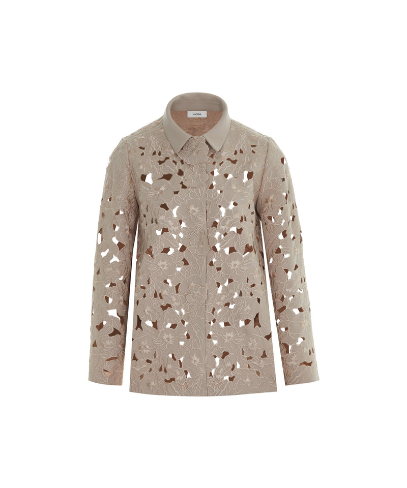 Machka Flower-Embroidered Jacket Beige