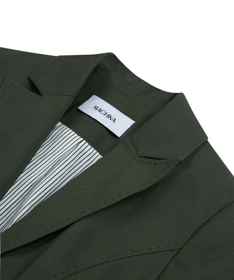 Machka Belted Mono Collar Blazer Green