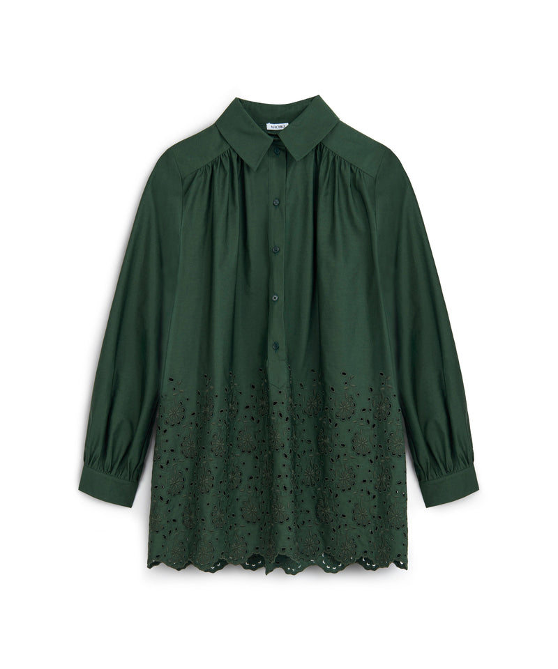 Machka Embroidered Oversize Blouse Green