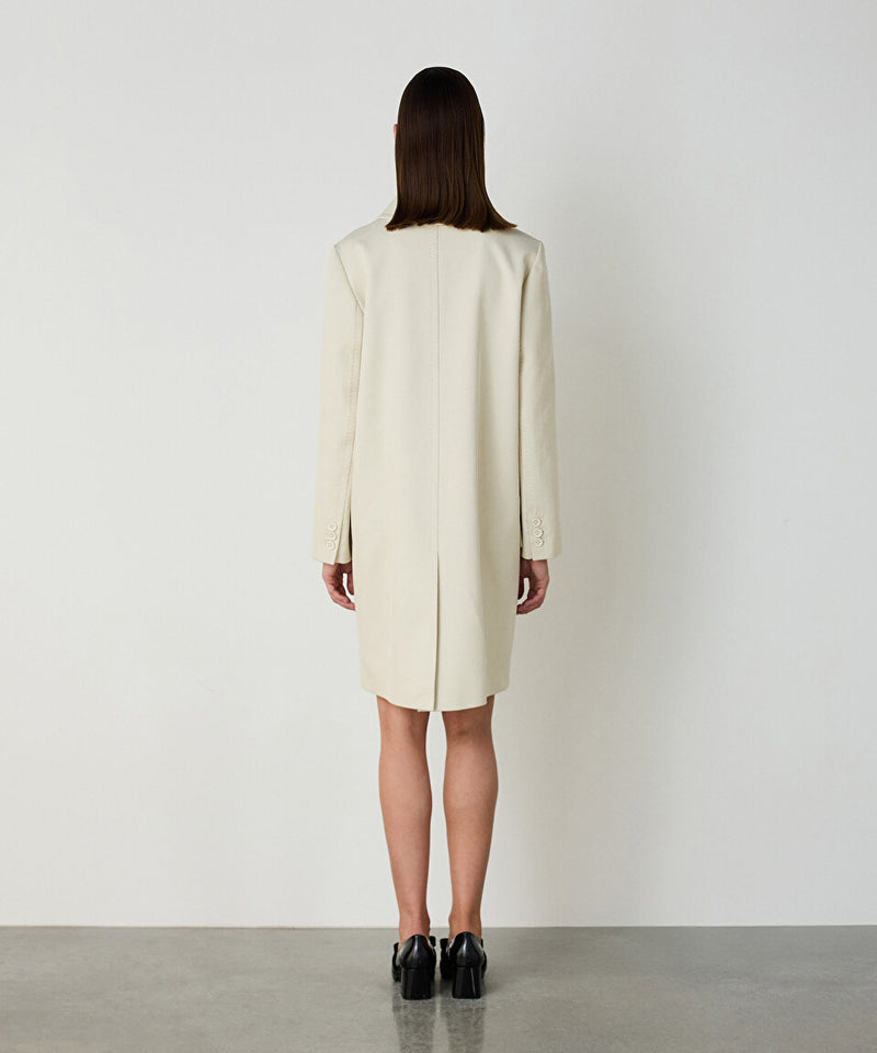 Machka Gabardine Overcoat With Wide Pockets Off White