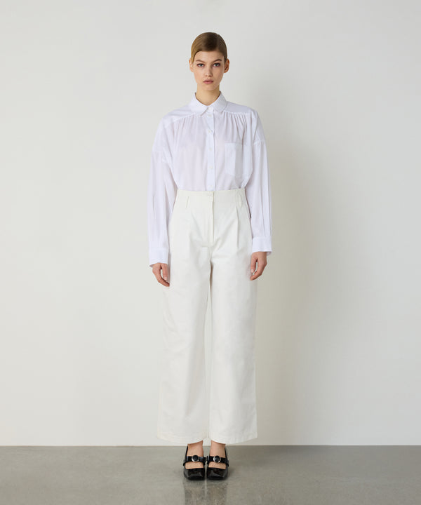 Machka Pleated Wide Cut Shirt White