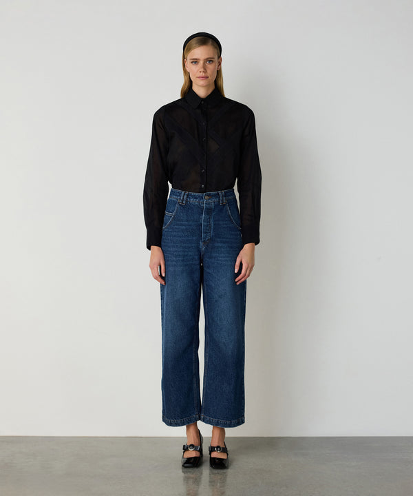 Machka Lace Mix Poplin Shirt Black