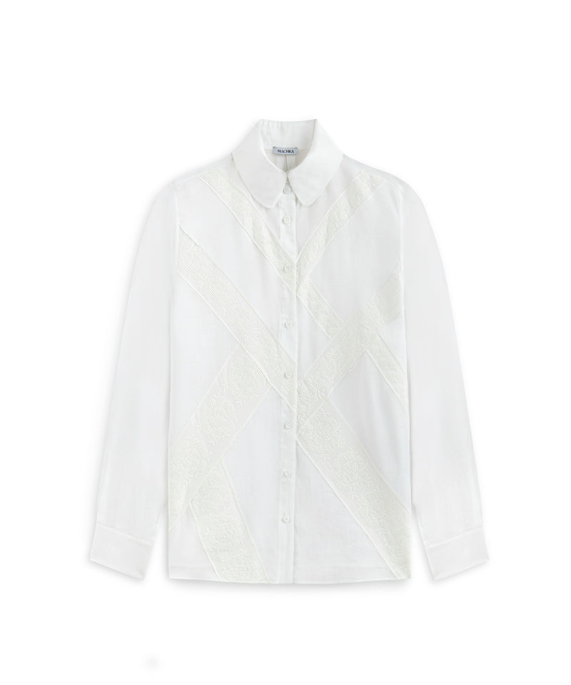 Machka Lace Mix Poplin Shirt White