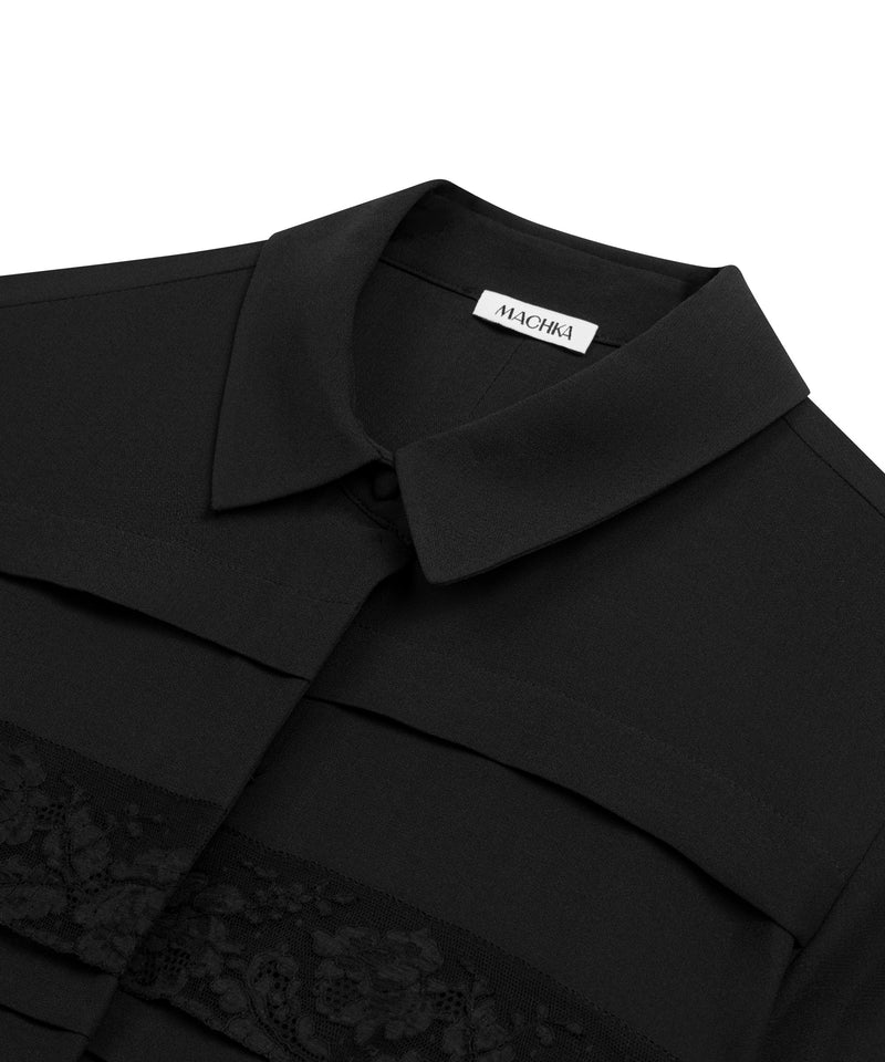 Machka Lace Mix Silk Shirt Black