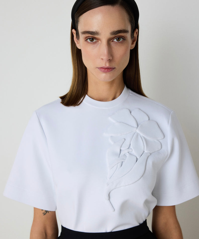 Machka Flower Applique T-Shirt White