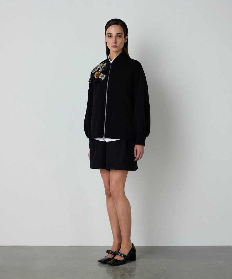 Machka Embroidered Oversize Sweatshirt Black