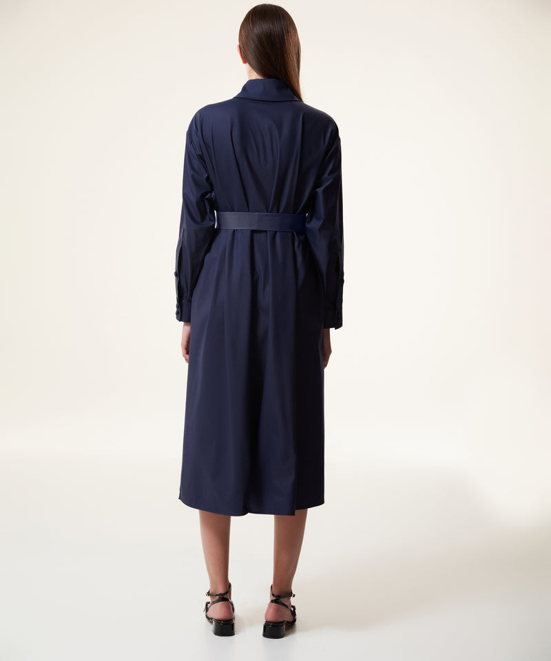 Machka Belted Midi Shirt Dress Navy Blue