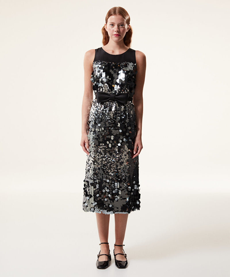 Machka Sequined-Embellished Midi Dress Silver