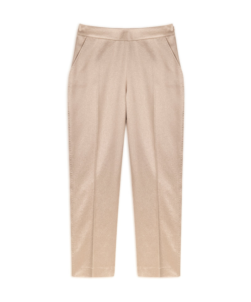 Machka Shiny Textured Crop Trousers Gold