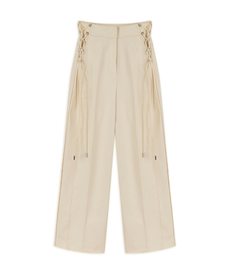 Machka Solid Tie Detail Trousers Off White