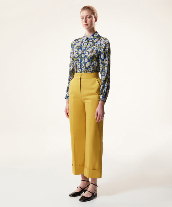 Machka Folded Hem Gabardine Trousers Yellow