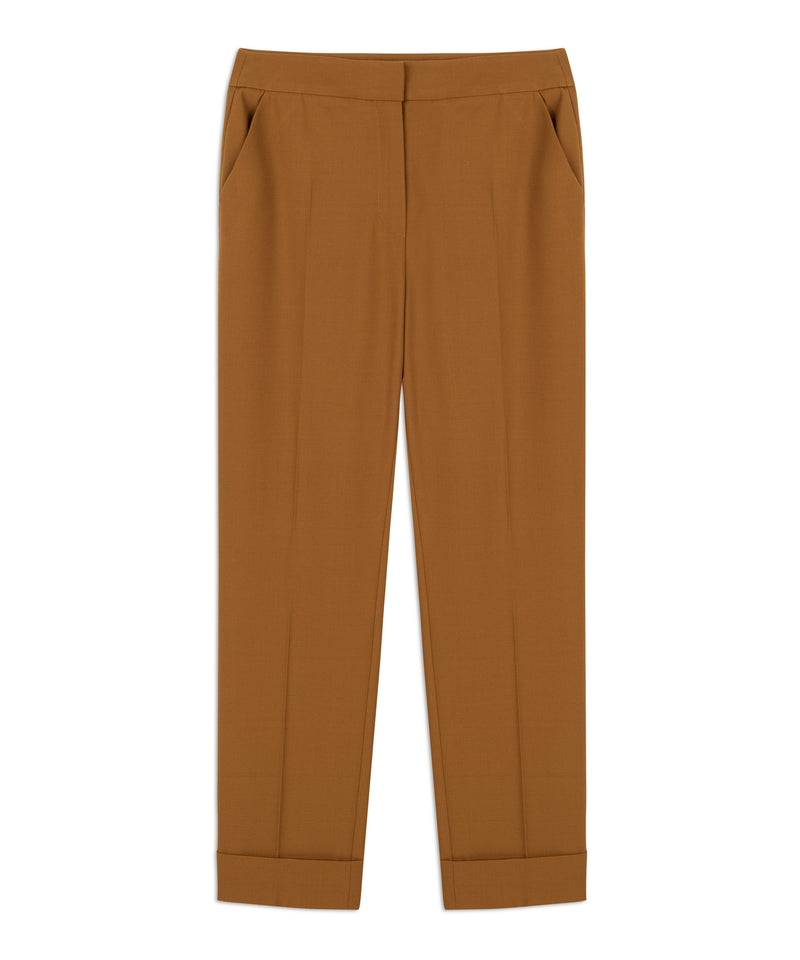 Machka Wool Blend Cigarette Fit Trousers Cinnamon