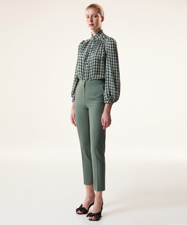 Machka Solid Relaxed Fit Trousers Light Green