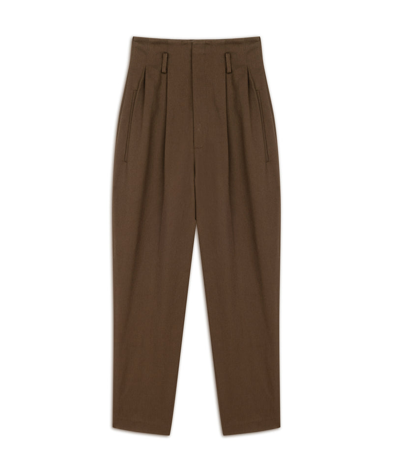 Machka Cigarette Fit Gabardine Trousers Brown