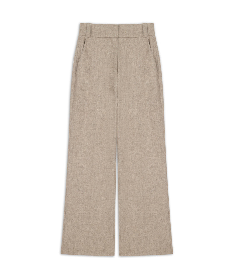 Machka Wool Blend Straight Fit Trousers Beige