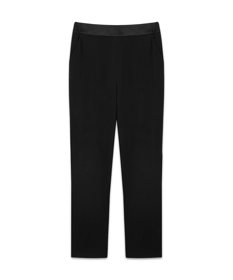 Machka Cigarette Fit Crepe Trousers Black