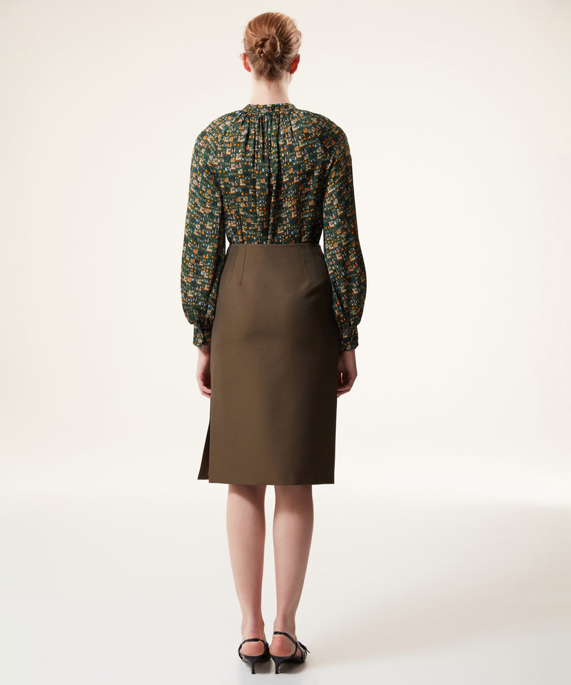 Machka Pencil Skirt With Slit Detailed Dark Green