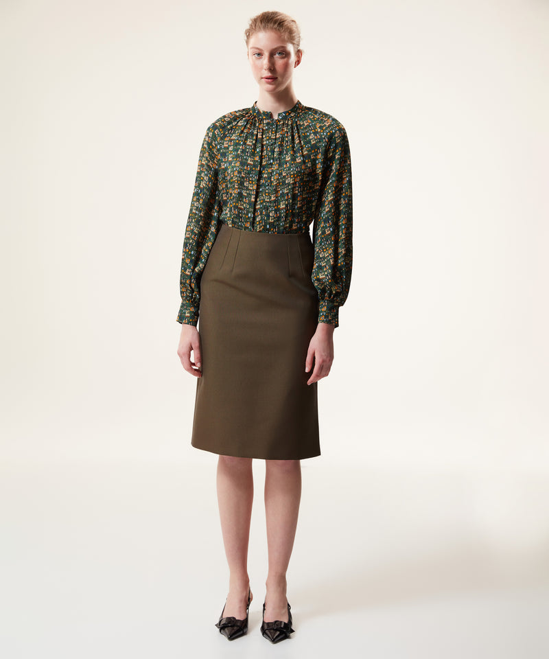 Machka Pencil Skirt With Slit Detailed Dark Green