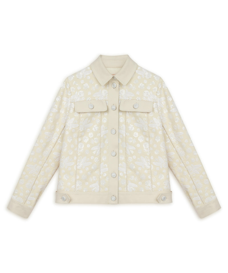 Machka Sequined Twill Jacket Off White