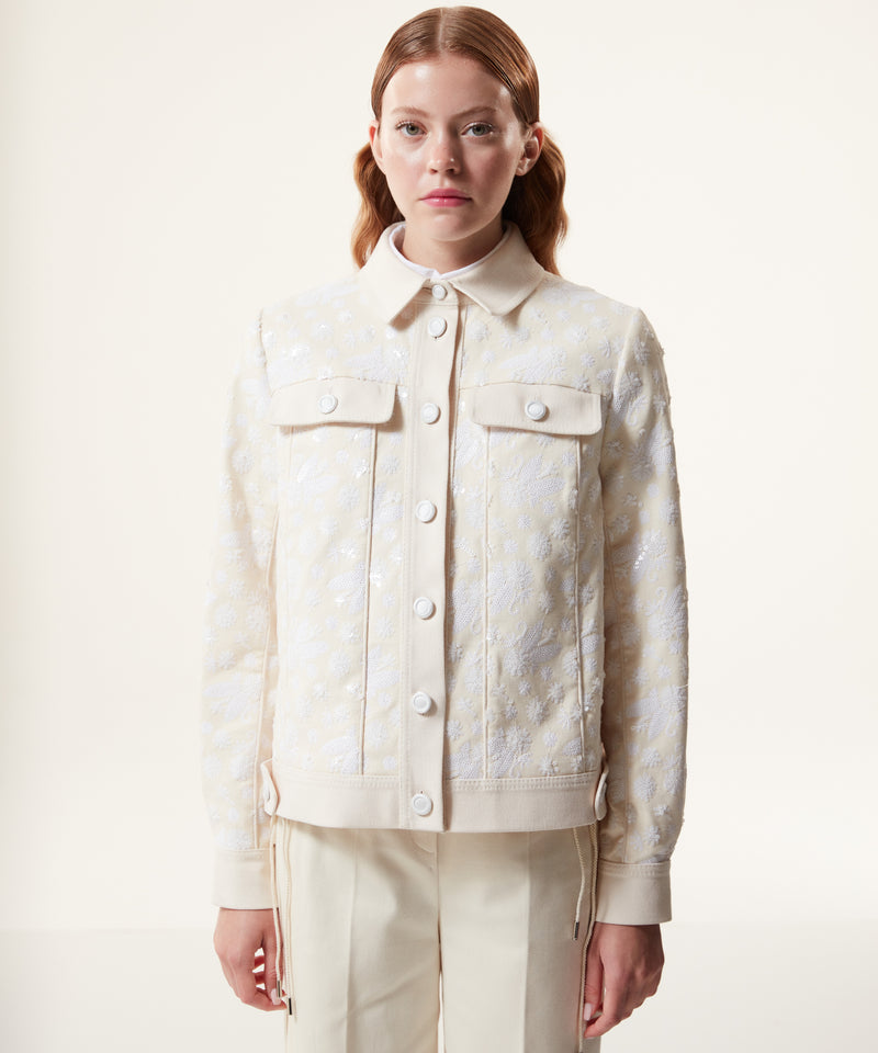 Machka Sequined Twill Jacket Off White