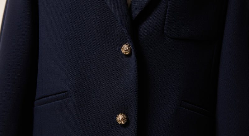 Machka Wool Blend Mono Collar Blazer Navy Blue