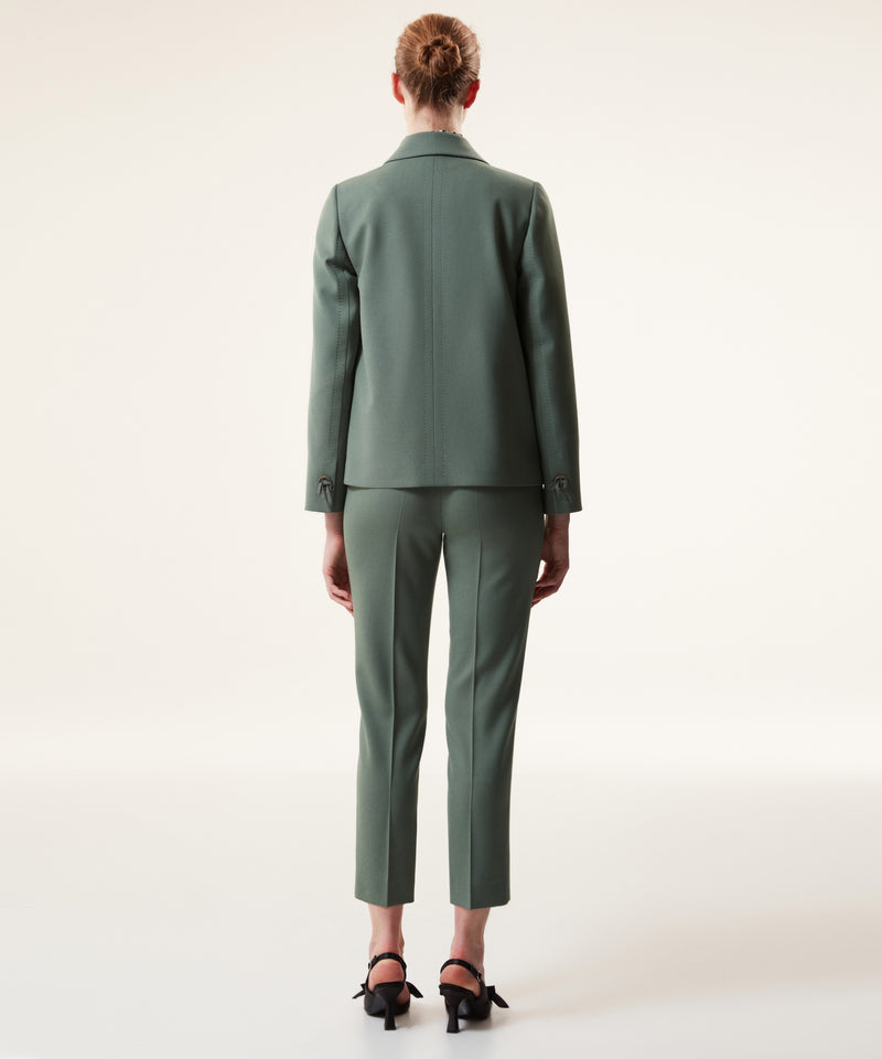 Machka Mono Collar Blazer With Bow Accessory Light Green