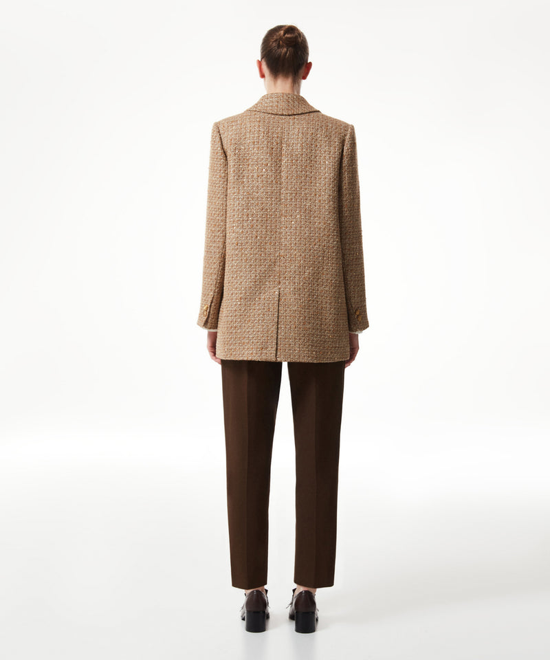 Machka Sequined Tweed Blazer Camel