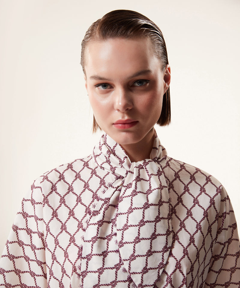 Machka Patterned Lace Collar Detail Blouse Ecru