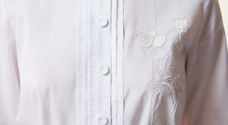 Machka Embroidered Detail Poplin Shirt White