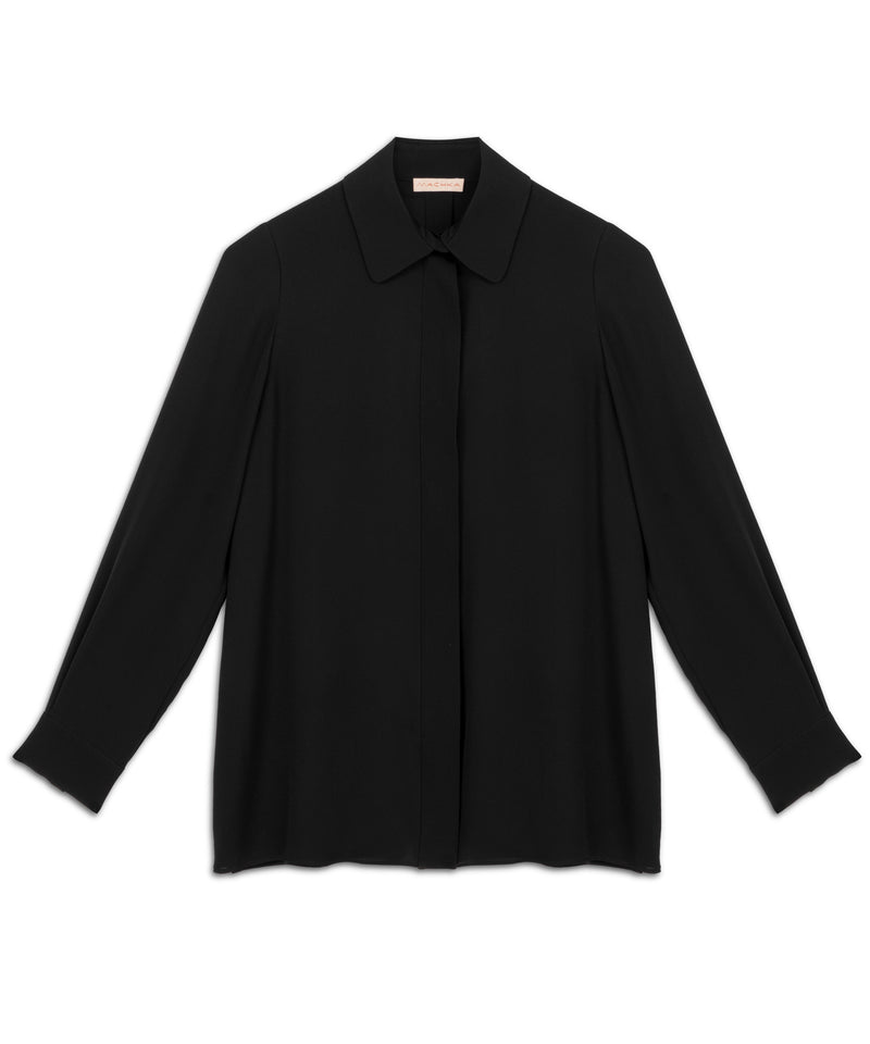 Machka Long Sleeve Solid Blouse Black