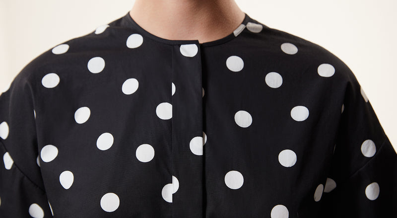 Machka Polka Dots Tie Detail Blouse Black