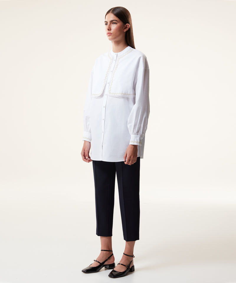 Machka Stripe Embroidered Poplin Blouse White