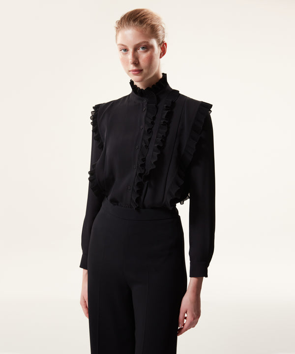 Machka Ruffle-Pleat Detailed Blouse Black