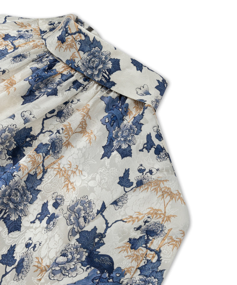 Machka Collar Lace Detail Floral Blouse Blue