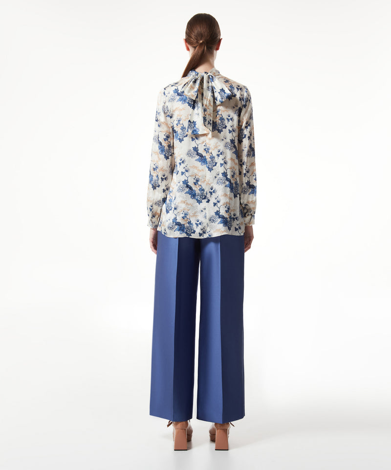 Machka Collar Lace Detail Floral Blouse Blue