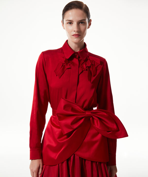 Machka Silk Shirt With Bow Red