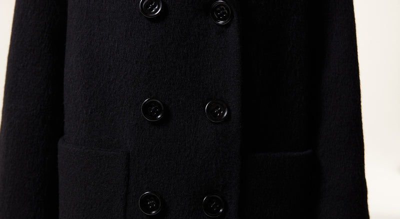 Machka Wool Blend Double-Breasted Coat Black