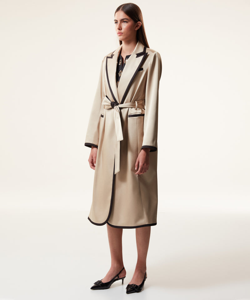 Machka Contrast Piping Top Coat Cream