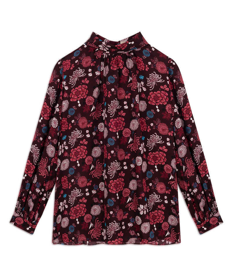 Machka Floral Pattern Scarf Blouse Bordoux