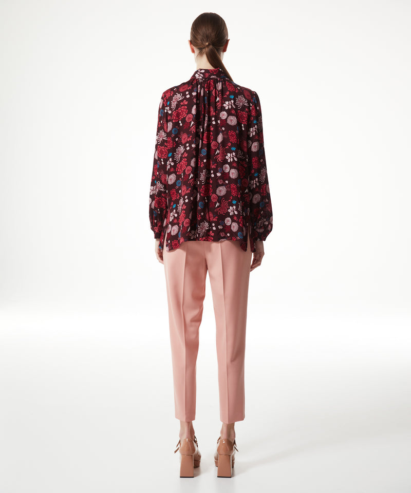 Machka Floral Pattern Scarf Blouse Bordoux