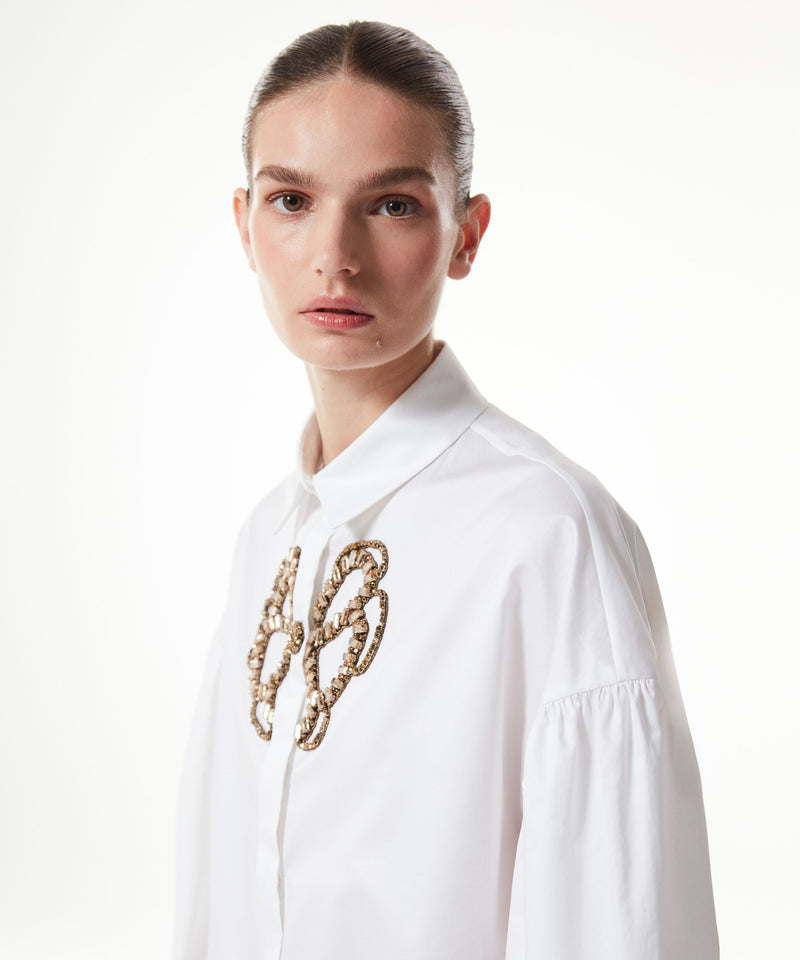 Machka Stone-Embroidered Poplin Shirt White